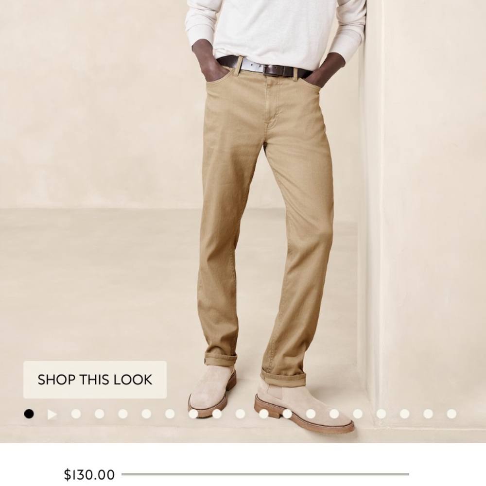 Banana Republic slim linen cotton traveler pants in khaki